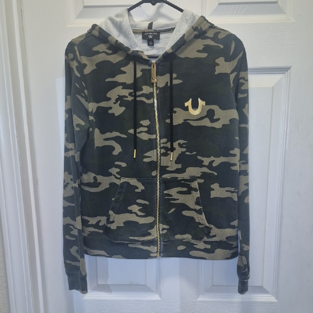 True Religion Camouflage Hoodie with Gold Details